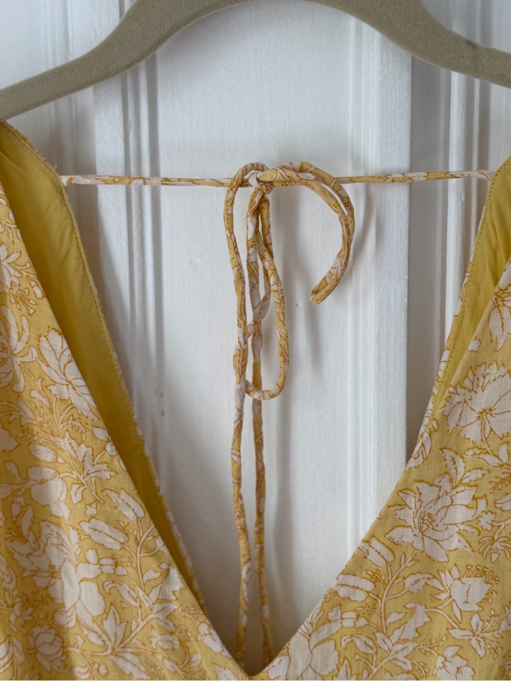Women’s J Crew Swingy Lined V neck Mini Dress Yellow Floral Hidden Zip Size XL - Picture 3 of 12